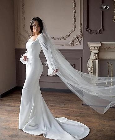 свадебное плптье: Элегантное белое платье в классическом стиле. ТОРГ ВОЗМОЖЕН - Длина — 4