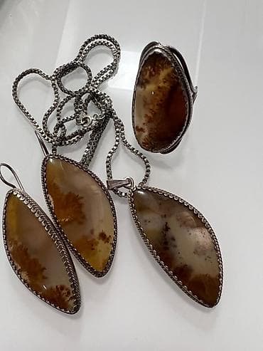 amber elixir: Комплект украшений из натурального дендритового мохового агата в — 4