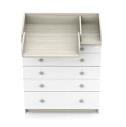 детская кроватка с комодом и пеленальным столиком: Бала үчүн комод, Жаңы, Бөбөктөр үчүн кийим алмаштыруучу үстөлү бар, ЛДСП, түсү - Ак — 3