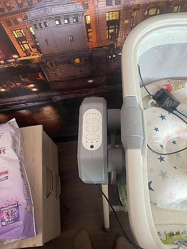 Окна и комплектующие: Детская приставная кроватка, С колесиками, цвет - Серый — 2