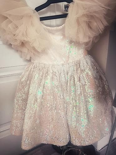 детские коктельные платья: Детское платье, цвет - Белый, Б/у — 10