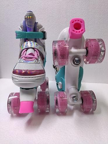 Велосипеды: Новые детские роликовые коньки-квады с регулировкой размера и — 3