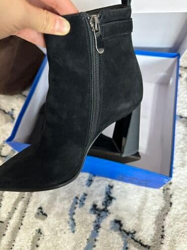 кышкы бут кийимдер: Женские замшевые ботильоны Emporio S.A.M - Цвет: чёрный - Материал — 4