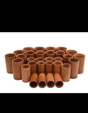 стакан для бабл ти: Бамбуковые стаканы/для массажа (набор). - Материал: натуральный — 1