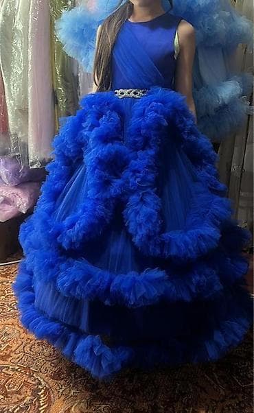 индийское сари: Детское платье, цвет - Синий — 2