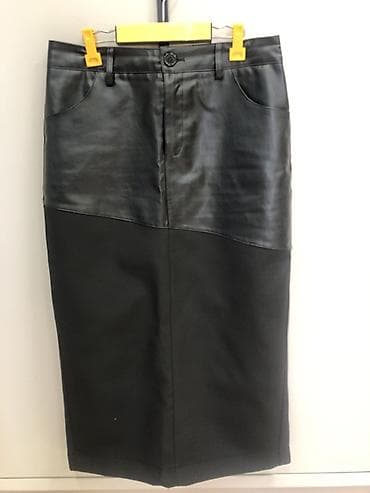 кожаный юбка: Юбка, Модель юбки: Прямая, Миди, Высокая талия — 3