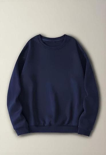 дешёвые вещи: Лаконичный свитшот темно‑синего цвета. - Крой: свободный, прямой — 1