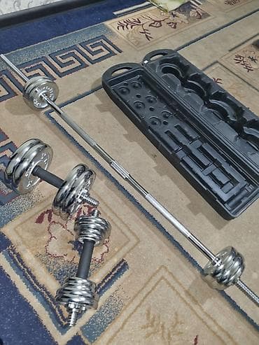 набор штанги: Разборный набор для силовых тренировок: штанга + гантели в кейсе — 2