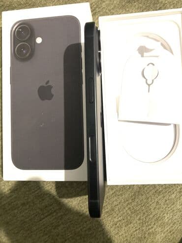 Аудиотехника: IPhone 16, Б/у, 256 ГБ, Jet Black, Коробка, Чехол — 2