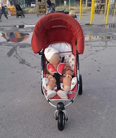Коляски: Детская прогулочная коляска BABY 1st красного цвета. Трехколесная — 2