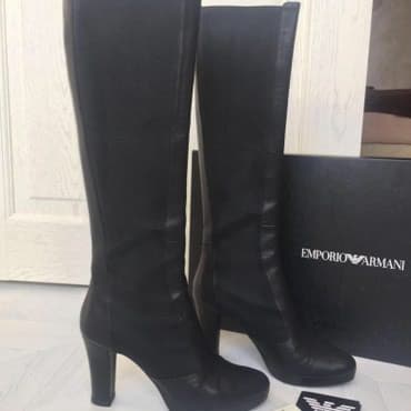 сапоги из натурального меха и кожи: Сапоги, 36, Emporio Armani, Б/у, цвет - Черный, Платная доставка, Самовывоз — 4