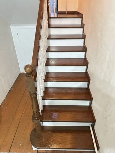 Готовые перила: Деревянная лестница Для дома, Бесплатная доставка, Вид дерева: Лиственница, Стиль: Лофт — 6