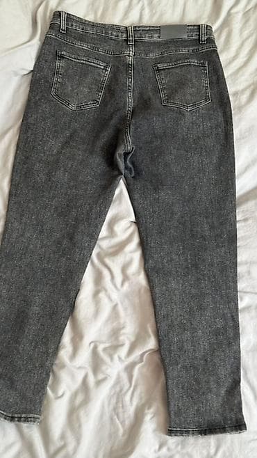 Джинсы, Прямые, Средняя талия, Со стразами, 3XL — 2