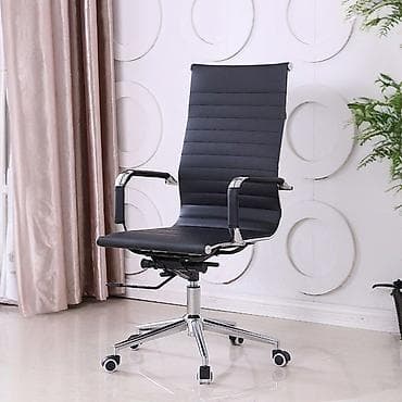 Офисное кресло, Новый, С колесиками, цвет - Черный, Экокожа, Самовывоз, Платная доставка