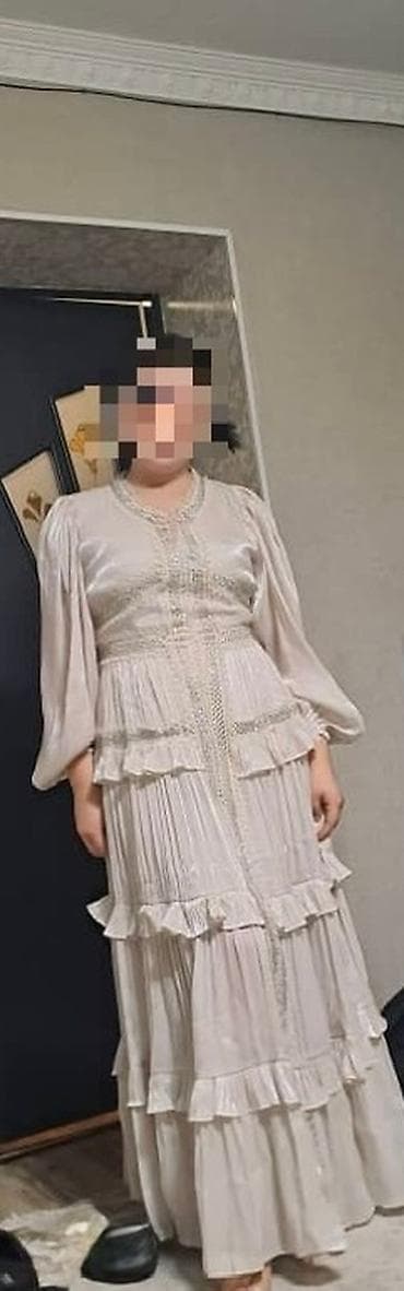 Вечернее платье, Длинная модель, Шифон, С рукавами, Камни, L