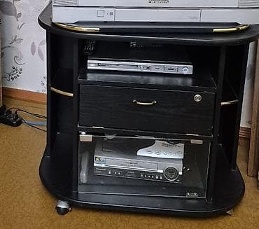 Тумба и подставка для телевизора, Напольная, ЛДСП, цвет - Черный