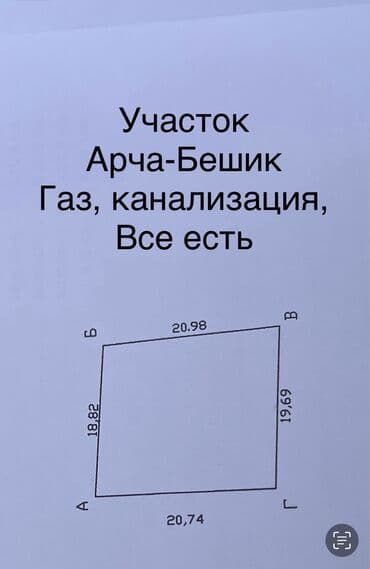 бешкюнгей участок: 4 соток Для бизнеса, Газ, Электричество, Водопровод — 1