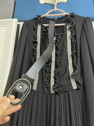 корсет вечерний: Элегантное чёрное платье в пол с ремнём. - Длина: макси - Верх с — 2