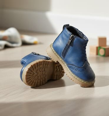 обувь из кореи: Детская обувь 2 пары 1) Синие ботинки утеплённые с мехом - Размер: 23 — 1