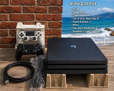Видеоигры и приставки: 🎮 PS4 Pro 500 GB в продаже ✅ 2 джойстика ✅ Все необходимые кабели в — 1