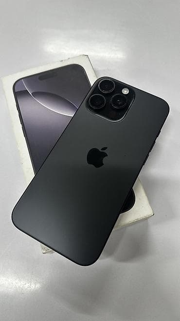 коробка iphone: IPhone 16 Pro Max, Б/у, 256 ГБ, Black Titanium, Защитное стекло, Коробка, 92 % — 1