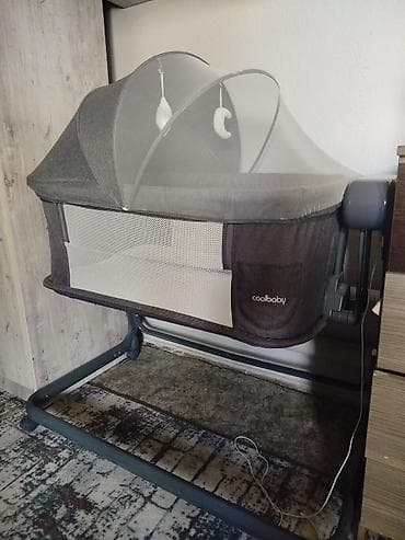 крафат: Детская приставная кроватка, С колесиками, цвет - Серый — 2