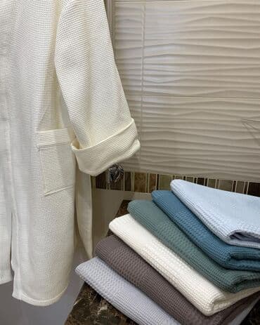 домашние халаты больших размеров: Халат, Вафельное полотно, Турция, S, M, XL — 5