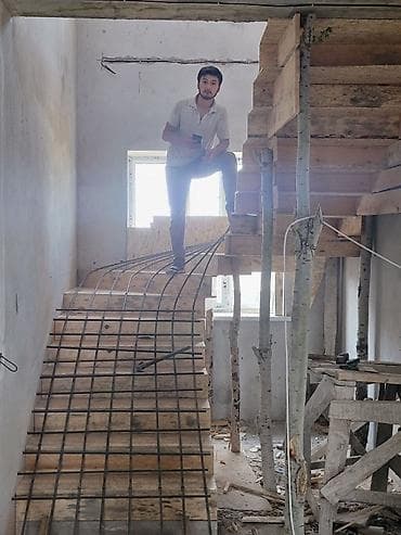 газон дорожка: Бетонная лестница Для дома, Форма лестницы: Много-маршевая — 6