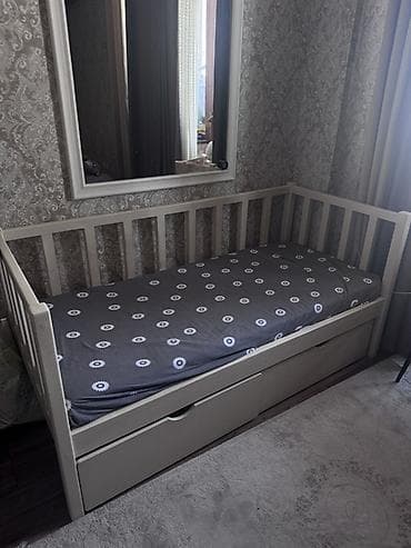 Детская односпальная кровать, Б/у, Для девочки, Для мальчика, С бортиком, Дерево, Самовывоз