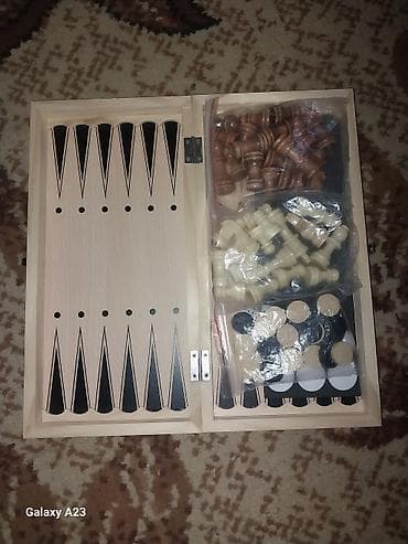 взрослые самокаты: Набор 3-в-1: шахматы, шашки и нарды в складном деревянном кейсе. - — 2