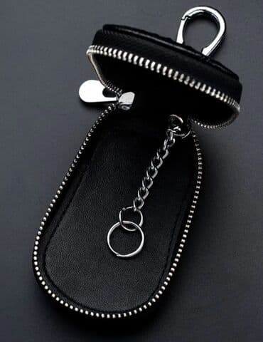 барсетка мужская кожаная ручной работы: Ключница, цвет - Черный, Новый, Унисекс — 6