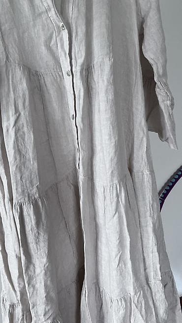 Личные вещи: Повседневное платье, Лето, Длинная модель, Лен, Бохо, L, XL — 4