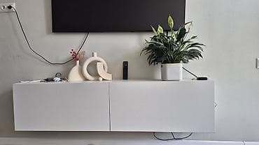 стол аренда: Тумба и подставка для телевизора, Б/у, Подвесная, ЛДСП, Самовывоз, Платная доставка, цвет - Белый — 3
