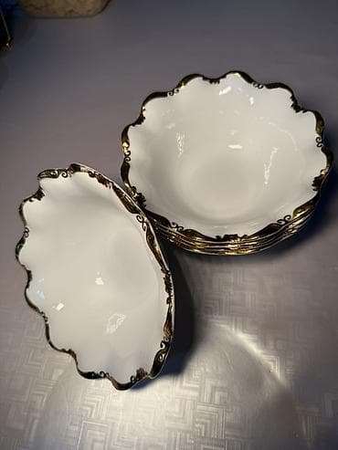 double a: Набор десертных/салатных пиал из фарфора с золотым декором,чашка — 4