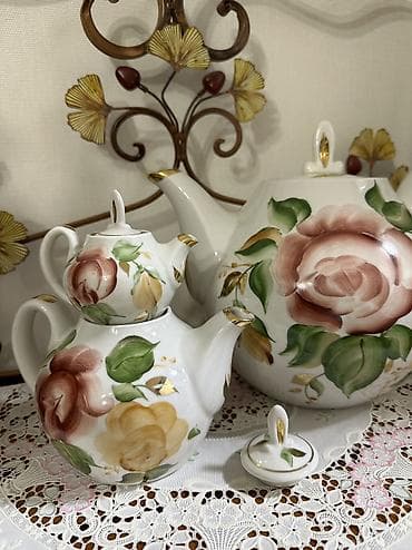 Посуда: Ручная роспись! Семейка чайников: с красивыми 😍 нежными цветами — 2