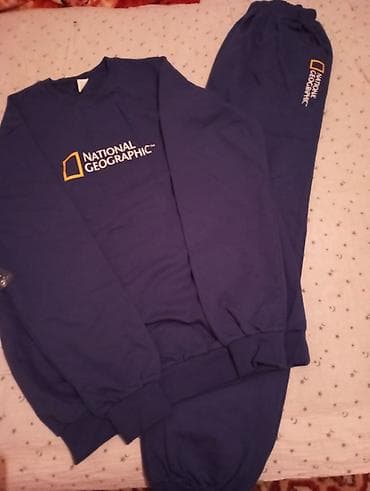 спортивка игра в кальмара: Костюм спортивный National Geographic, синий - Комплект: свитшот и — 1