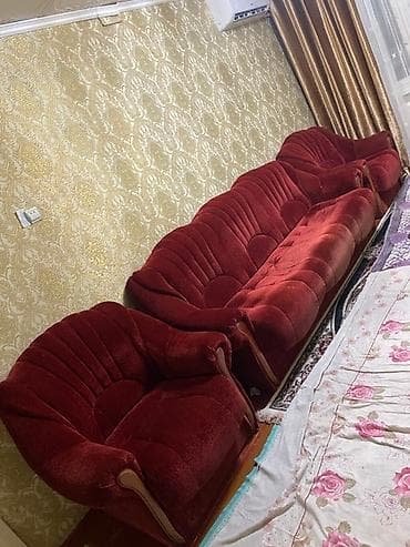 мяхкий мебел: Прямой диван, Б/у — 4