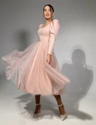 европейские бренды женской одежды: Вечернее платье, Классическое, Длинная модель, С рукавами, S — 6