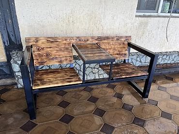 уголок стол: Скамейка Металл, Со спинкой, Без крыши — 1