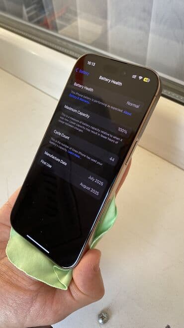 телефон бву: IPhone 16 Pro, Б/у, 256 ГБ, Desert Titanium, Коробка, 100 % — 3