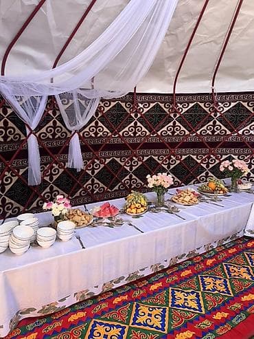 ош ишкаван: Боз үйлөрдү ижаралоо, Каркасы Металл, 65 баш, Полу менен, Казан, Идиш-аяк — 5