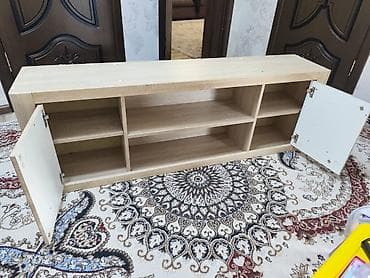 coffee table: Тумба и подставка для телевизора, Подвесная, ЛДСП, цвет - Бежевый — 1