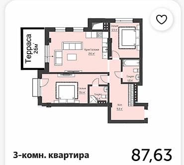 жк gravity: 3 комнаты, 87 м², Элитка, 1 этаж, Готовая ПСО (под самоотделку) — 4