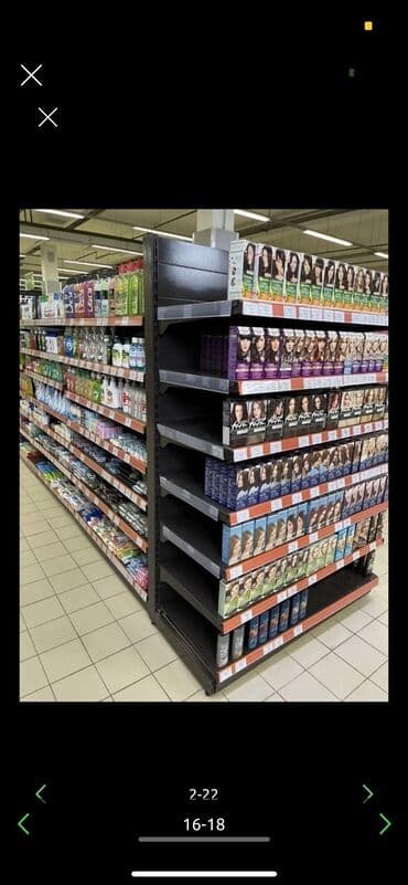 оборудование для магазина бу: Витрины, стеллажи, полки торговые металлические б/у, полка магазинная — 28