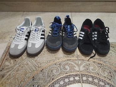 Кроссовки Adidas, 3 пары, мужские. 1) Пара 1 (светло‑серые/белые с