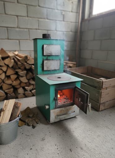 купить печь для дома на угле: Твердотопливная печь-котёл с варочной поверхностью - Материал — 1