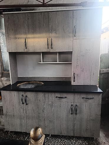 каменные мойки: Кухонный гарнитур, цвет - Серый — 1