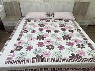 кровать 1 5: Спальный гарнитур, Двуспальная кровать, ДСП, цвет - Бежевый — 3