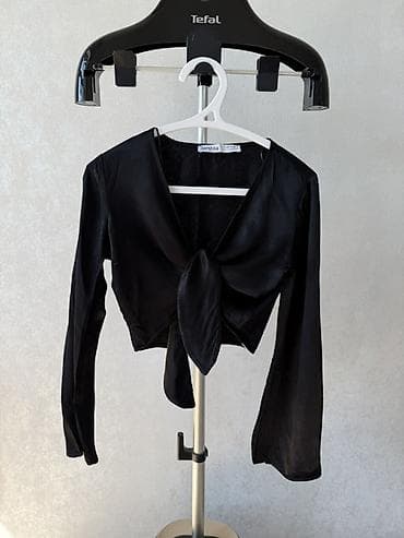 Личные вещи: Блузка, Вечерняя, Атлас, Однотонный, Укороченная модель — 1