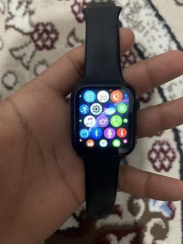 apple whatch: Смарт‑часы с черным силиконовым ремешком и сенсорным экраном Основные — 5